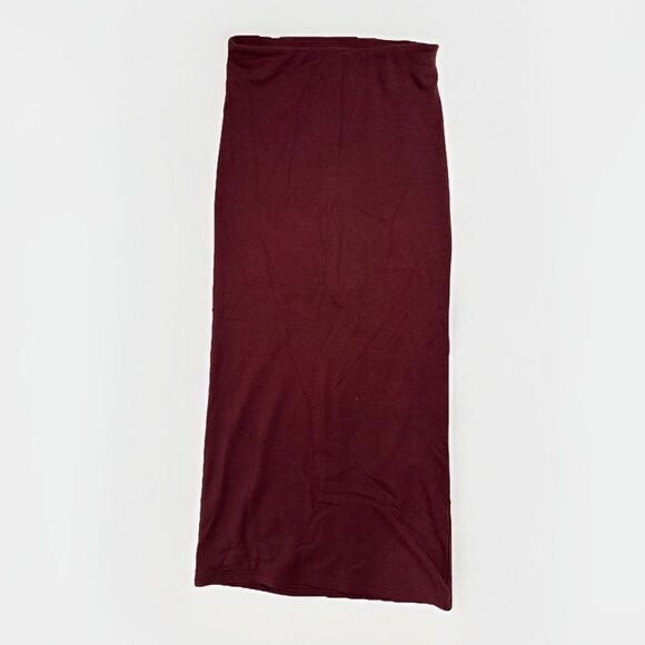 NWT OGL Eco Mousse MaxWarm Cozy Thermal Side Ruched Pencil Maxi Skirt Sz S Ruby - Picture 4 of 5